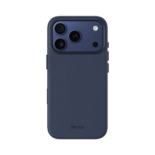 Apple iPhone 17 Pro Max Kılıf M-safe Şarj Özellikli Çizilmeye Dayanıklı Benks VitaPro Serisi PU Deri Kapak Mavi