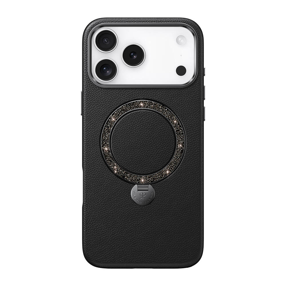 Apple iPhone 17 Pro Max Kılıf M-safe Şarj Özellikli Deri Tasarımlı Standlı Pynana Dancing Circle Luxury Serisi Kapak - 2