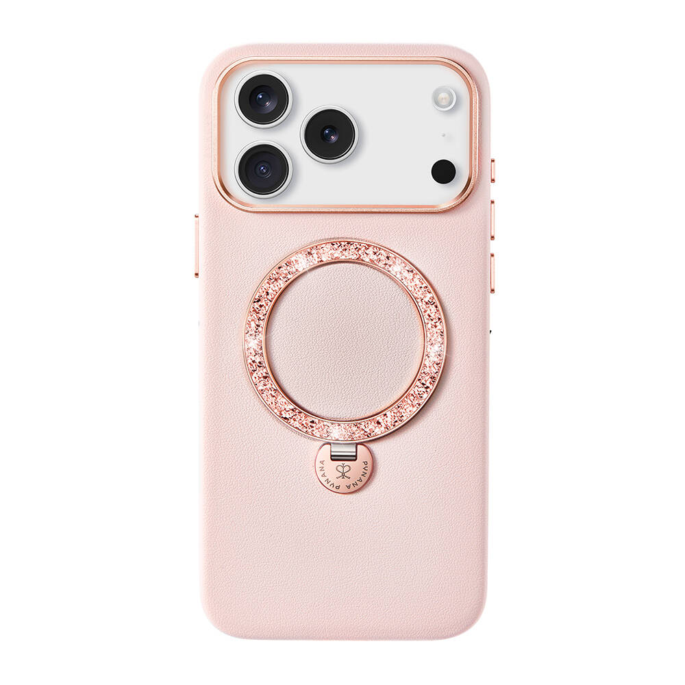 Apple iPhone 17 Pro Max Kılıf M-safe Şarj Özellikli Deri Tasarımlı Standlı Pynana Dancing Circle Luxury Serisi Kapak - 1