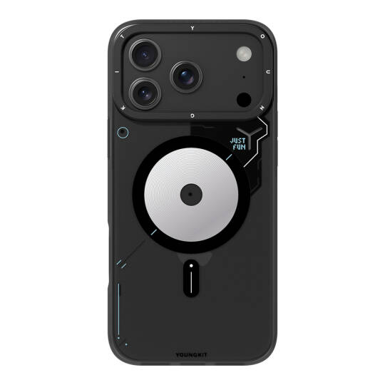 Apple iPhone 17 Pro Max Kılıf M-safe Şarj Özellikli Disk Desenli Youngkit Disc Battle Kapak Siyah
