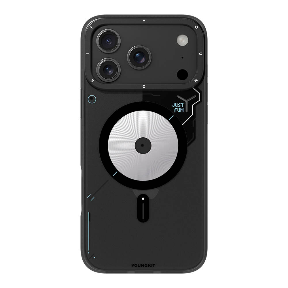 Apple iPhone 17 Pro Max Kılıf M-safe Şarj Özellikli Disk Desenli Youngkit Disc Battle Kapak - 6