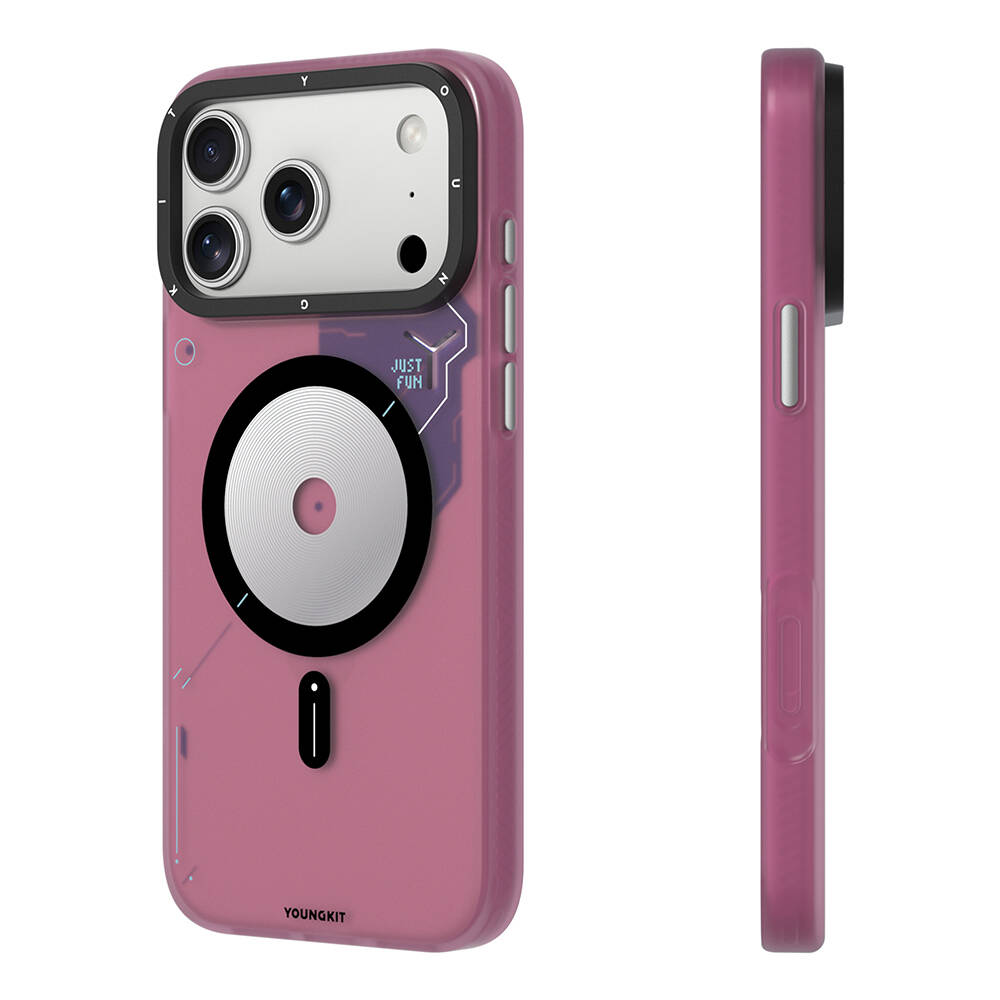Apple iPhone 17 Pro Max Kılıf M-safe Şarj Özellikli Disk Desenli Youngkit Disc Battle Kapak - 1