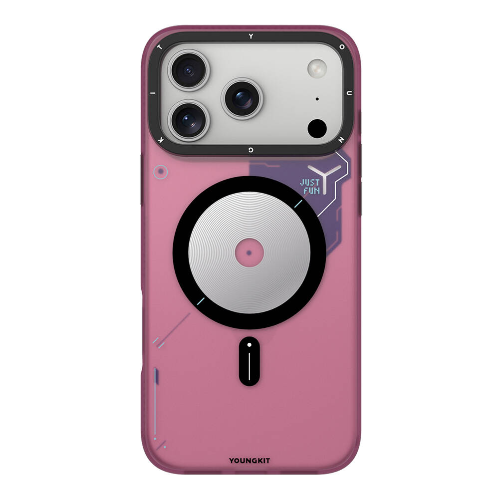 Apple iPhone 17 Pro Max Kılıf M-safe Şarj Özellikli Disk Desenli Youngkit Disc Battle Kapak - 3