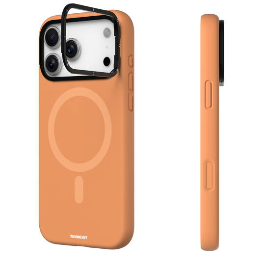 Apple iPhone 17 Pro Max Kılıf M-Safe Şarj Özellikli Kamera Standlı Youngkit Gel Cream Serisi Kapak - 10