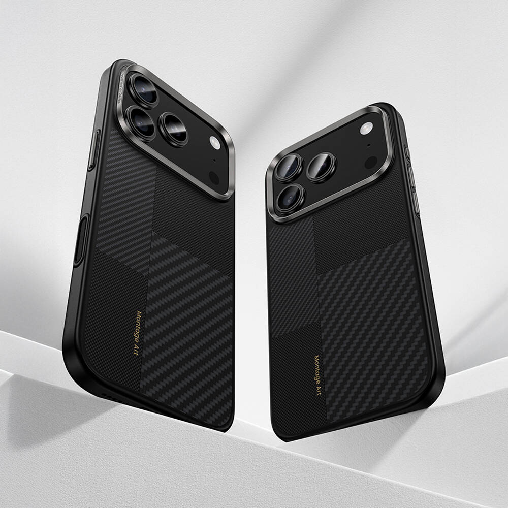 Apple iPhone 17 Pro Max Kılıf M-safe Şarj Özellikli Karbon Fiber Benks Montage Hybrid ArmorPro Kevlar Kapak - 6