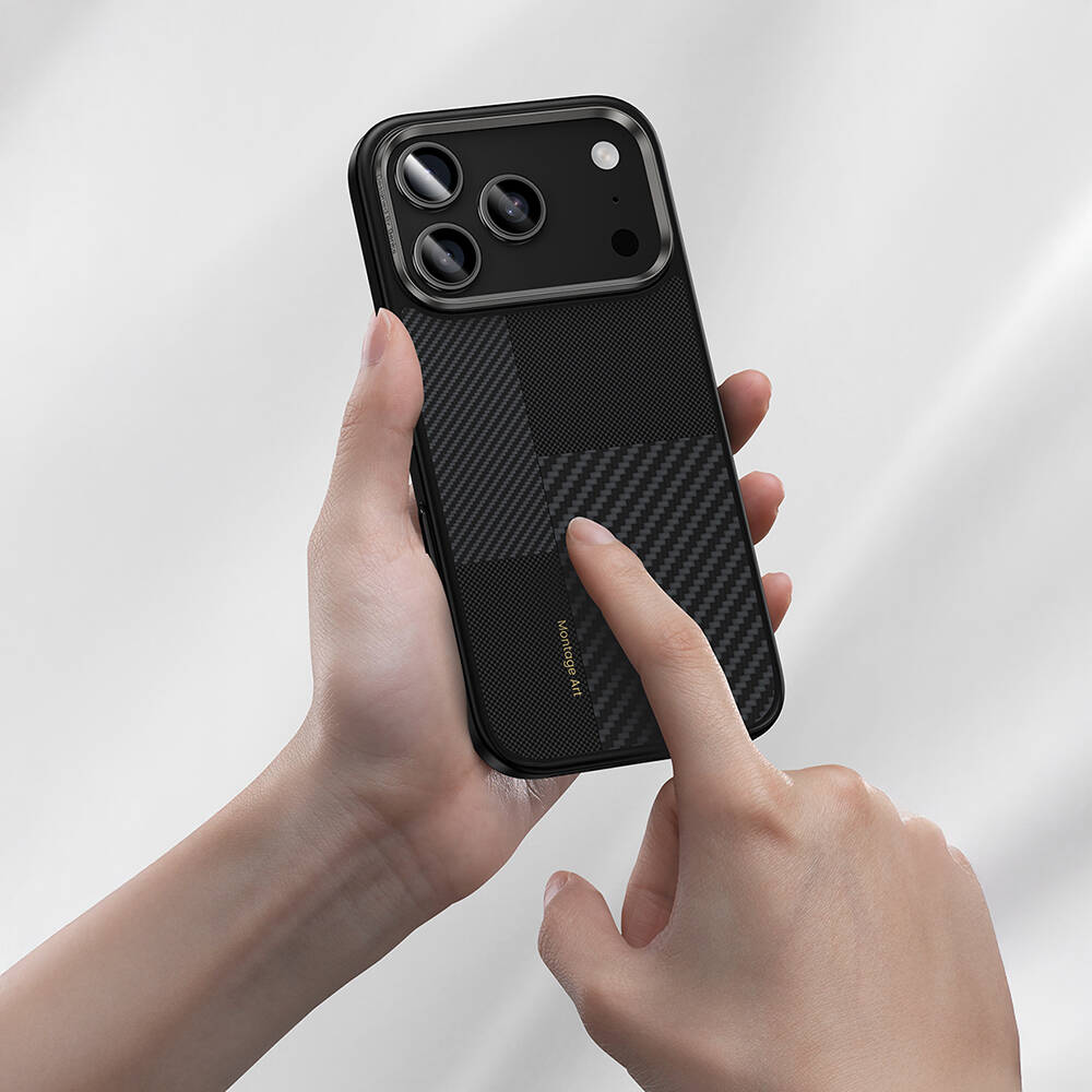 Apple iPhone 17 Pro Max Kılıf M-safe Şarj Özellikli Karbon Fiber Benks Montage Hybrid ArmorPro Kevlar Kapak - 7