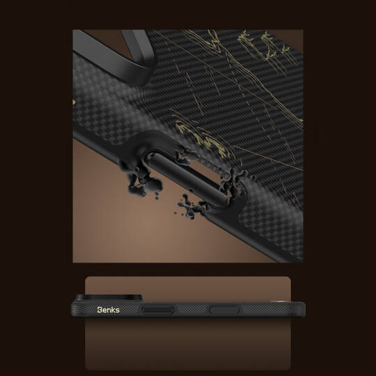 Apple iPhone 17 Pro Max Kılıf M-safe Şarj Özellikli Karbon Fiber Tasarımlı Benks ArmorEdge Air Navigator Kevlar Kapak - 9