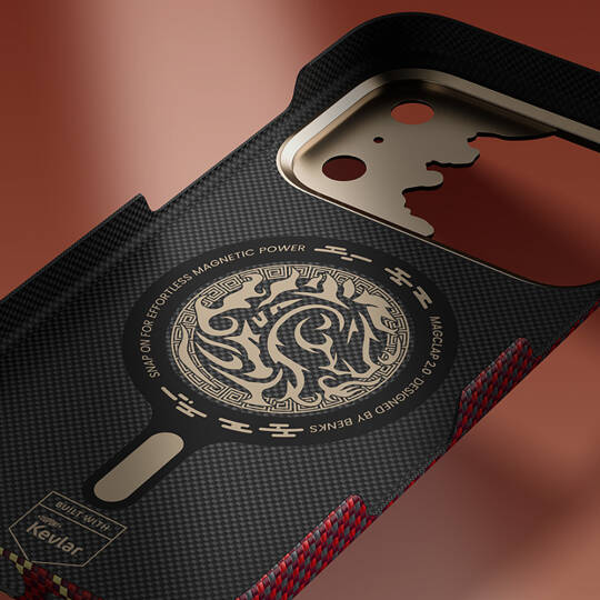 Apple iPhone 17 Pro Max Kılıf M-safe Şarj Özellikli Karbon Fiber Tasarımlı Benks Knight ArmorAir Kevlar Kapak - 24