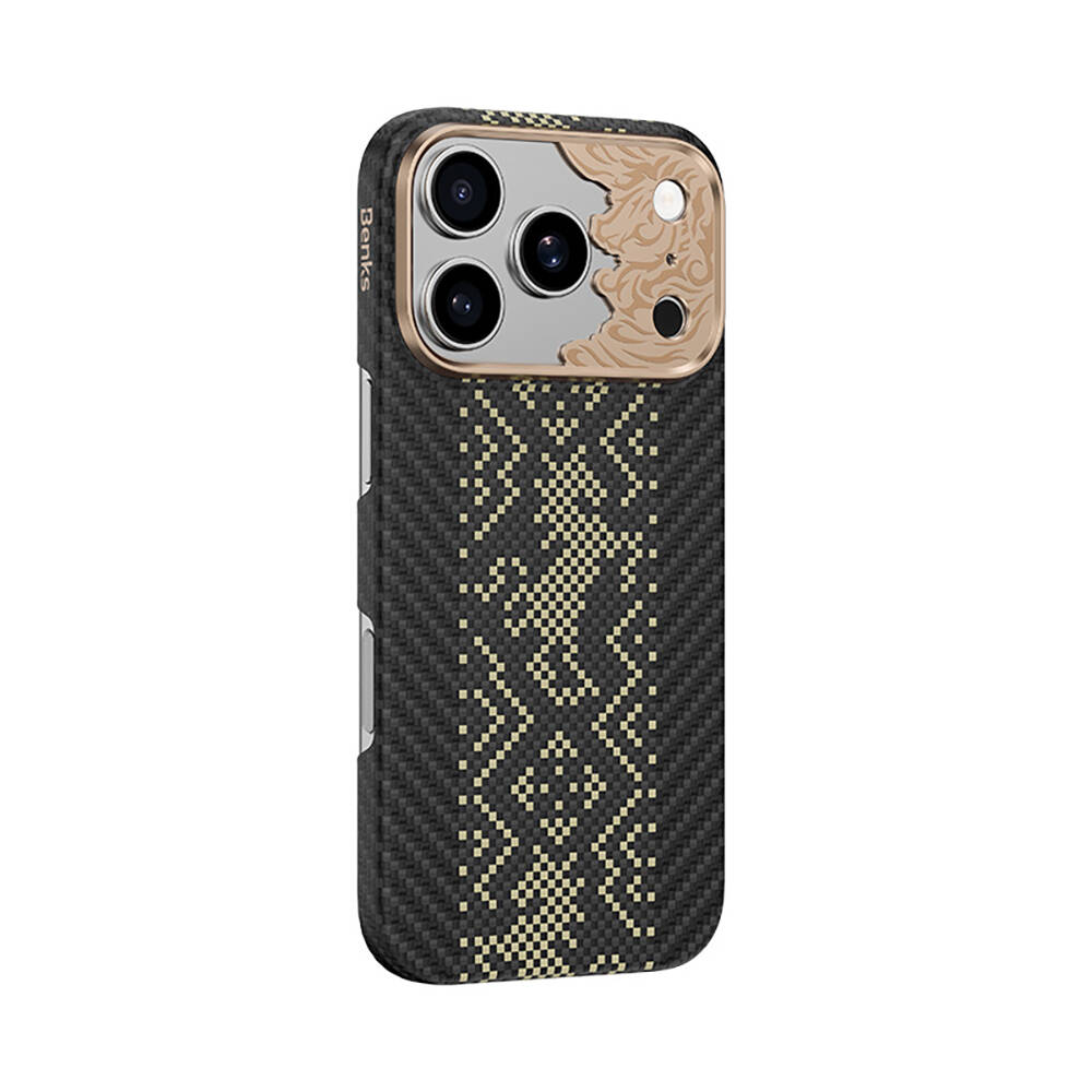 Apple iPhone 17 Pro Max Kılıf M-safe Şarj Özellikli Karbon Fiber Tasarımlı Benks Knight ArmorAir Kevlar Kapak - 8