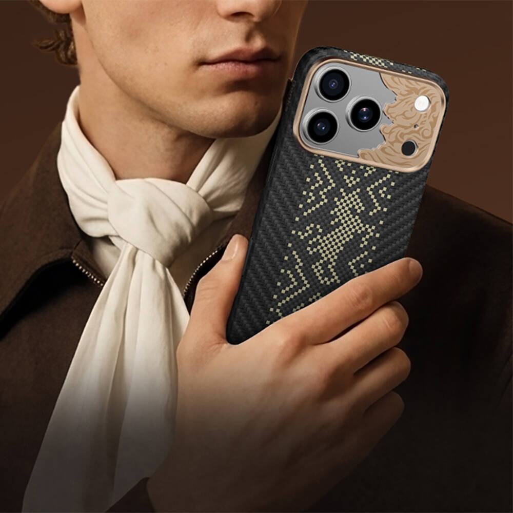 Apple iPhone 17 Pro Max Kılıf M-safe Şarj Özellikli Karbon Fiber Tasarımlı Benks Knight ArmorAir Kevlar Kapak - 13