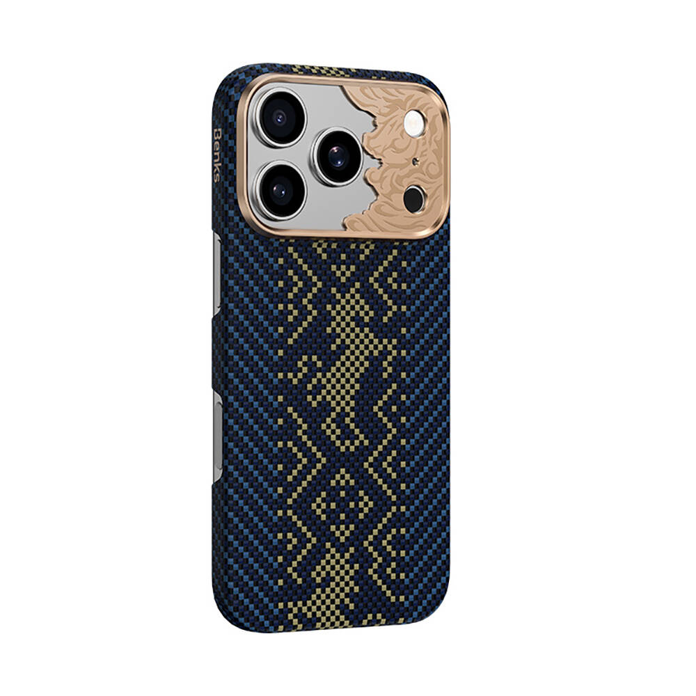 Apple iPhone 17 Pro Max Kılıf M-safe Şarj Özellikli Karbon Fiber Tasarımlı Benks Knight ArmorAir Kevlar Kapak - 4