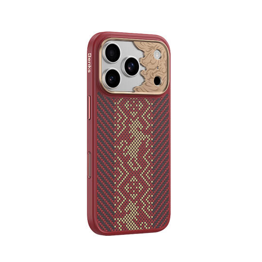 Apple iPhone 17 Pro Max Kılıf M-safe Şarj Özellikli Karbon Fiber Tasarımlı Benks Knight ArmorPro Kevlar Kapak - 17