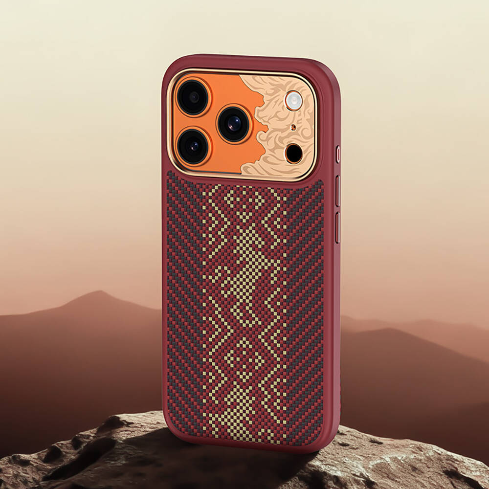 Apple iPhone 17 Pro Max Kılıf M-safe Şarj Özellikli Karbon Fiber Tasarımlı Benks Knight ArmorPro Kevlar Kapak - 18