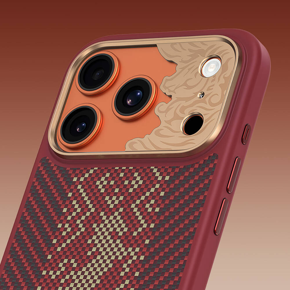 Apple iPhone 17 Pro Max Kılıf M-safe Şarj Özellikli Karbon Fiber Tasarımlı Benks Knight ArmorPro Kevlar Kapak - 20