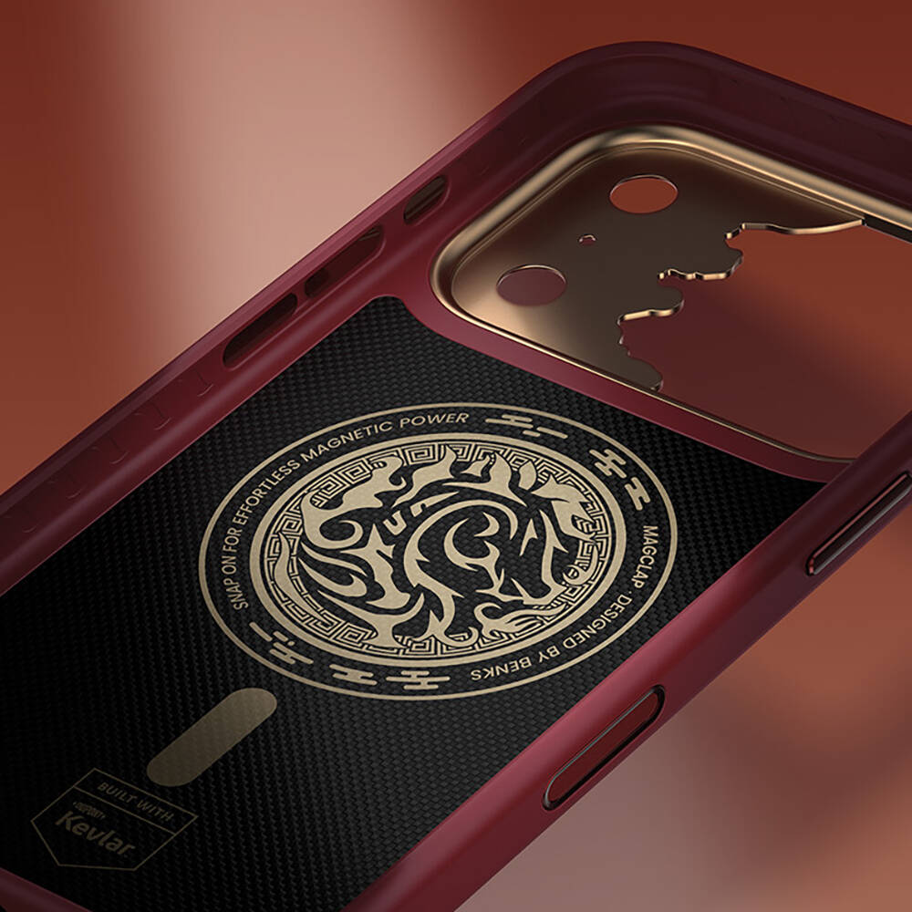 Apple iPhone 17 Pro Max Kılıf M-safe Şarj Özellikli Karbon Fiber Tasarımlı Benks Knight ArmorPro Kevlar Kapak - 22