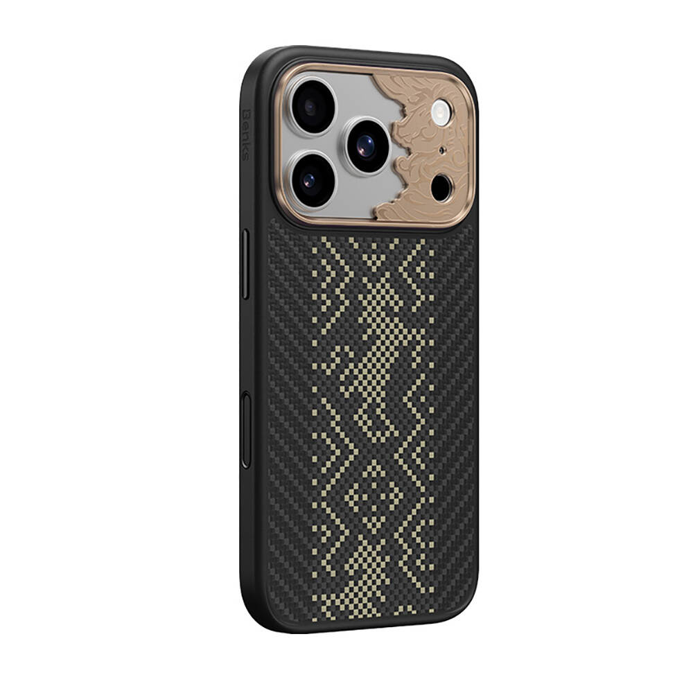 Apple iPhone 17 Pro Max Kılıf M-safe Şarj Özellikli Karbon Fiber Tasarımlı Benks Knight ArmorPro Kevlar Kapak - 1