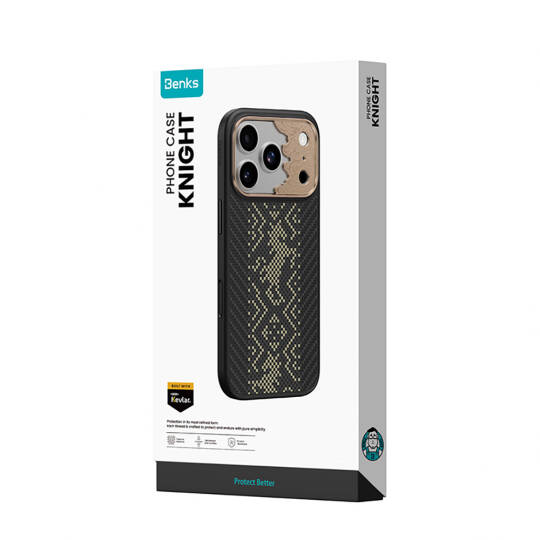 Apple iPhone 17 Pro Max Kılıf M-safe Şarj Özellikli Karbon Fiber Tasarımlı Benks Knight ArmorPro Kevlar Kapak - 7