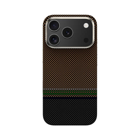 Apple iPhone 17 Pro Max Kılıf M-safe Şarj Özellikli Karbon Fiber Tasarımlı Benks Prestige ArmorPro Kevlar Kapak Gold