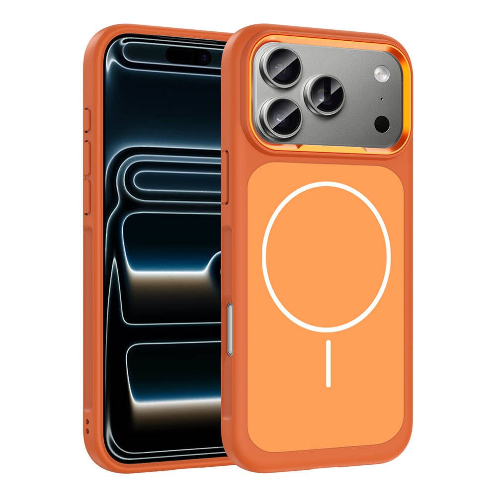 Apple iPhone 17 Pro Max Kılıf M-Safe Şarj Özellikli Metal Kamera Çerçeveli Zore Sanremo Silikon Kapak - 6