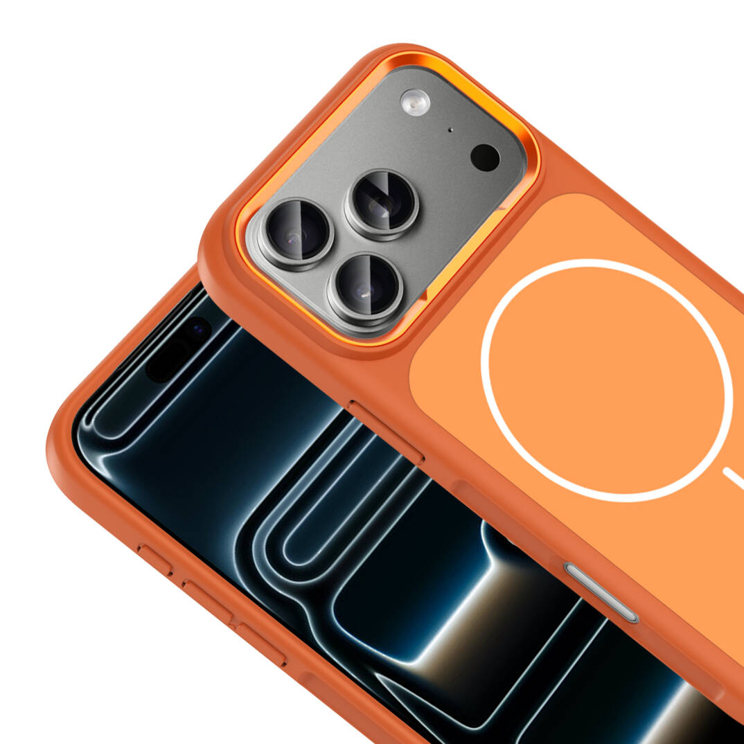 Apple iPhone 17 Pro Max Kılıf M-Safe Şarj Özellikli Metal Kamera Çerçeveli Zore Sanremo Silikon Kapak - 15