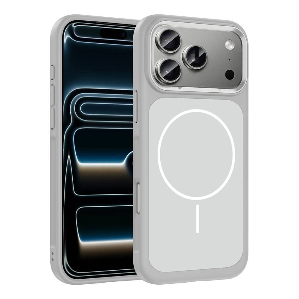Apple iPhone 17 Pro Max Kılıf M-Safe Şarj Özellikli Metal Kamera Çerçeveli Zore Sanremo Silikon Kapak - 5