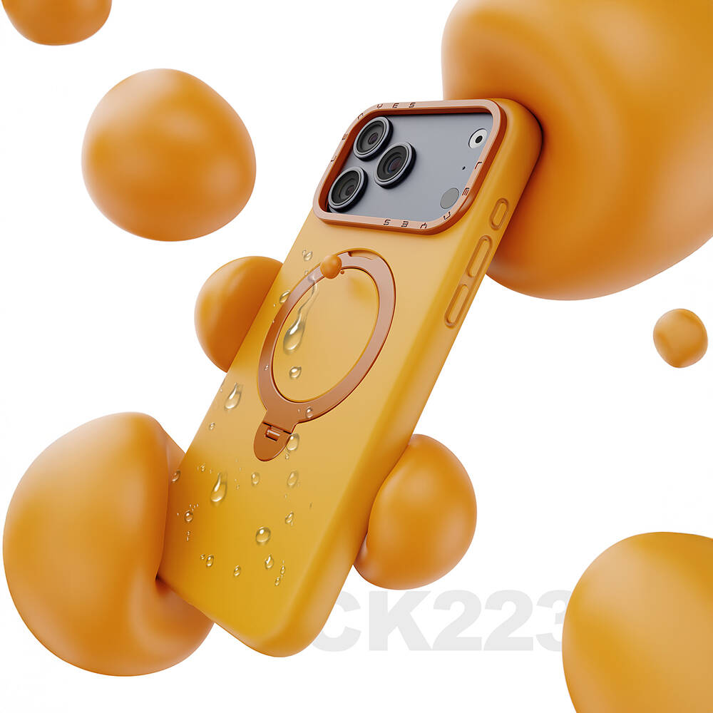 Apple iPhone 17 Pro Max Kılıf M-safe Şarj Özellikli Metal Standlı Sıvı Silikon Lenyes CK223 Kapak - 7