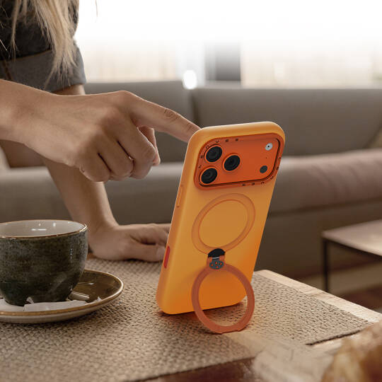 Apple iPhone 17 Pro Max Kılıf M-safe Şarj Özellikli Metal Standlı Sıvı Silikon Lenyes CK223 Kapak - 9