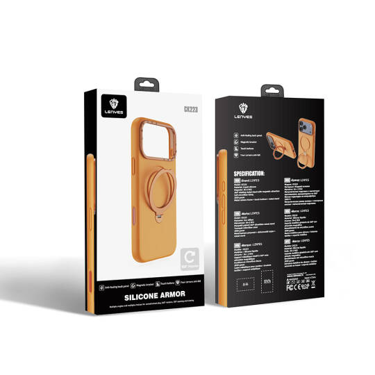 Apple iPhone 17 Pro Max Kılıf M-safe Şarj Özellikli Metal Standlı Sıvı Silikon Lenyes CK223 Kapak - 12