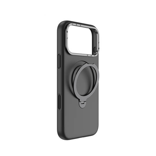 Apple iPhone 17 Pro Max Kılıf M-safe Şarj Özellikli Metal Standlı Sıvı Silikon Lenyes CK223 Kapak - 4