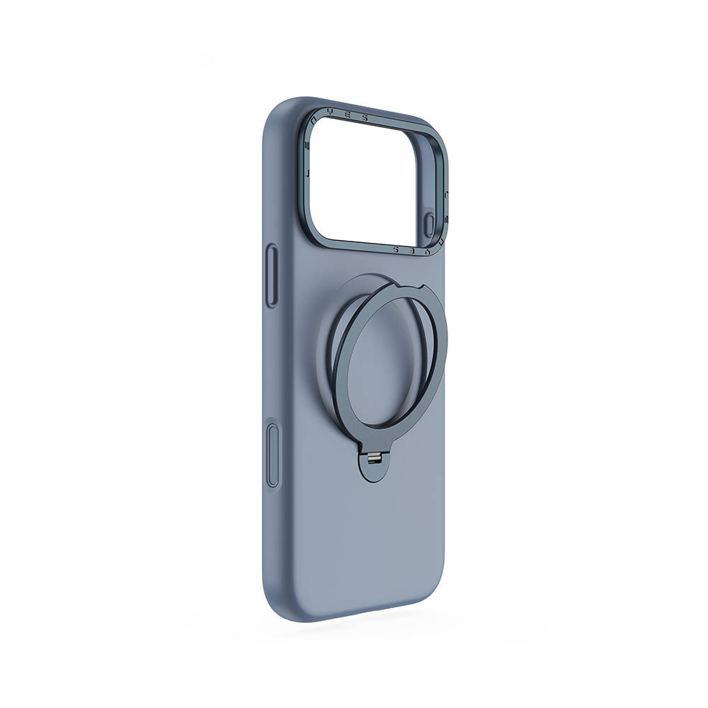 Apple iPhone 17 Pro Max Kılıf M-safe Şarj Özellikli Metal Standlı Sıvı Silikon Lenyes CK223 Kapak - 3