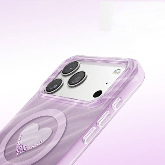Apple iPhone 17 Pro Max Kılıf M-Safe Şarj Özellikli Orjinal Swarovski Taşlı Zore Paris Rovix Sert PC Kapak - 25