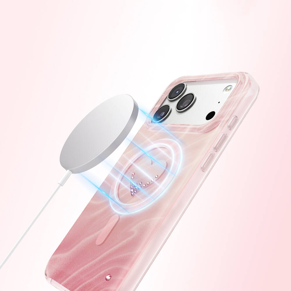 Apple iPhone 17 Pro Max Kılıf M-Safe Şarj Özellikli Orjinal Swarovski Taşlı Zore Paris Rovix Sert PC Kapak - 15