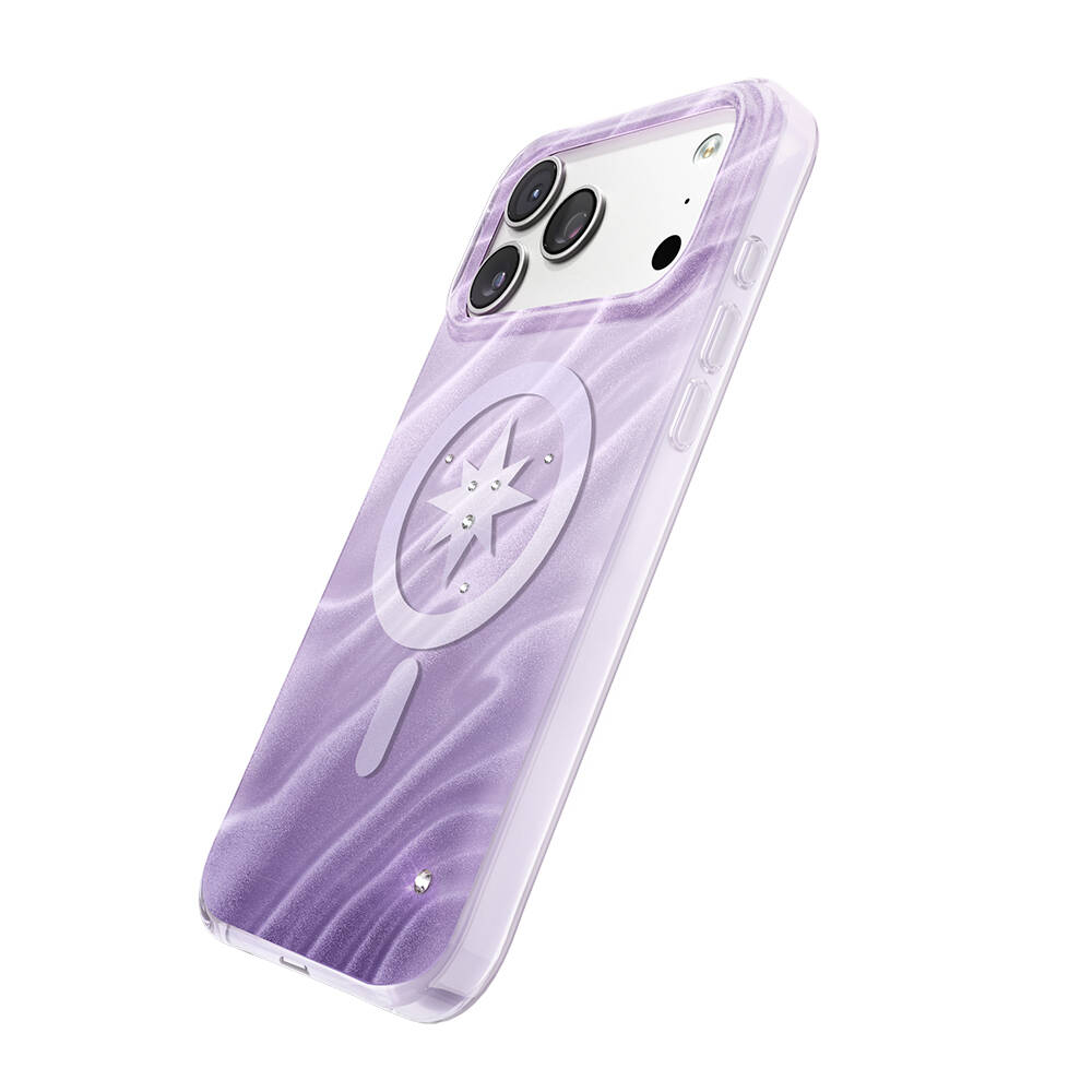 Apple iPhone 17 Pro Max Kılıf M-Safe Şarj Özellikli Orjinal Swarovski Taşlı Zore Paris Rovix Sert PC Kapak - 3