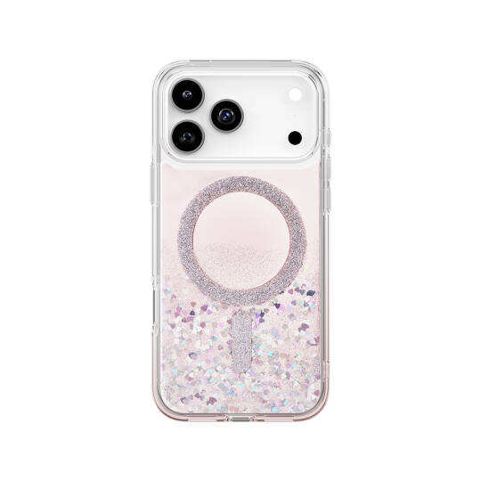Apple iPhone 17 Pro Max Kılıf M-safe Şarj Özellikli Parlak Halkalı Coehl Solea Kapak Pembe
