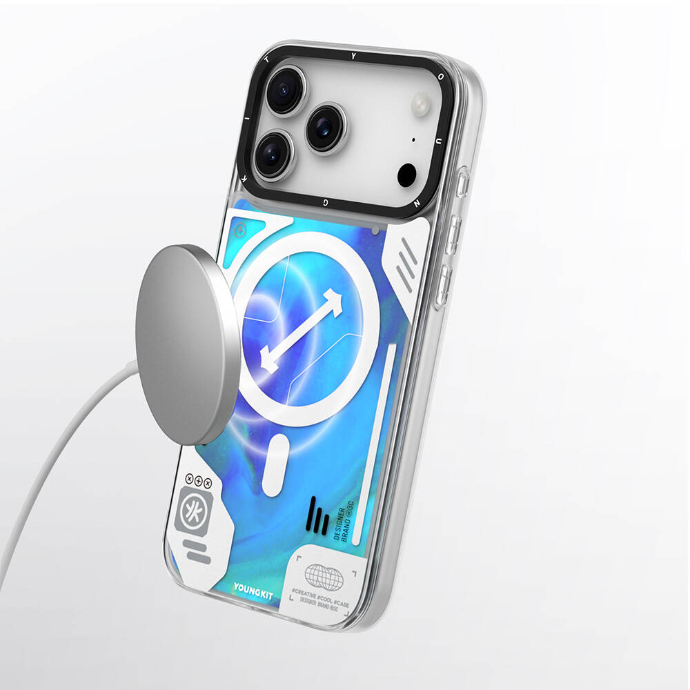 Apple iPhone 17 Pro Max Kılıf M-safe Şarj Özellikli Parlak Kumlu Sıvılı Tasarımlı Galaxy Fantasy Serisi Kapak - 13