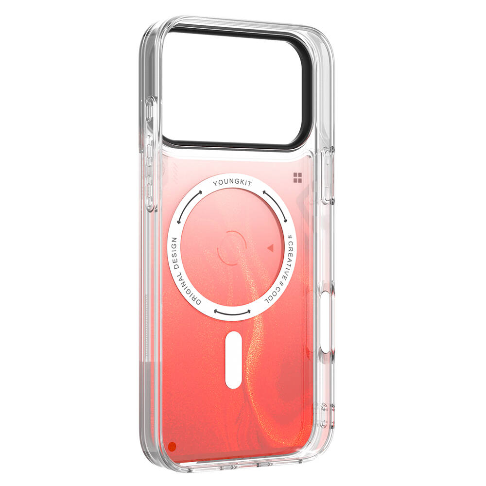 Apple iPhone 17 Pro Max Kılıf M-safe Şarj Özellikli Parlak Kumlu Sıvılı Tasarımlı Galaxy Fantasy Serisi Kapak - 14