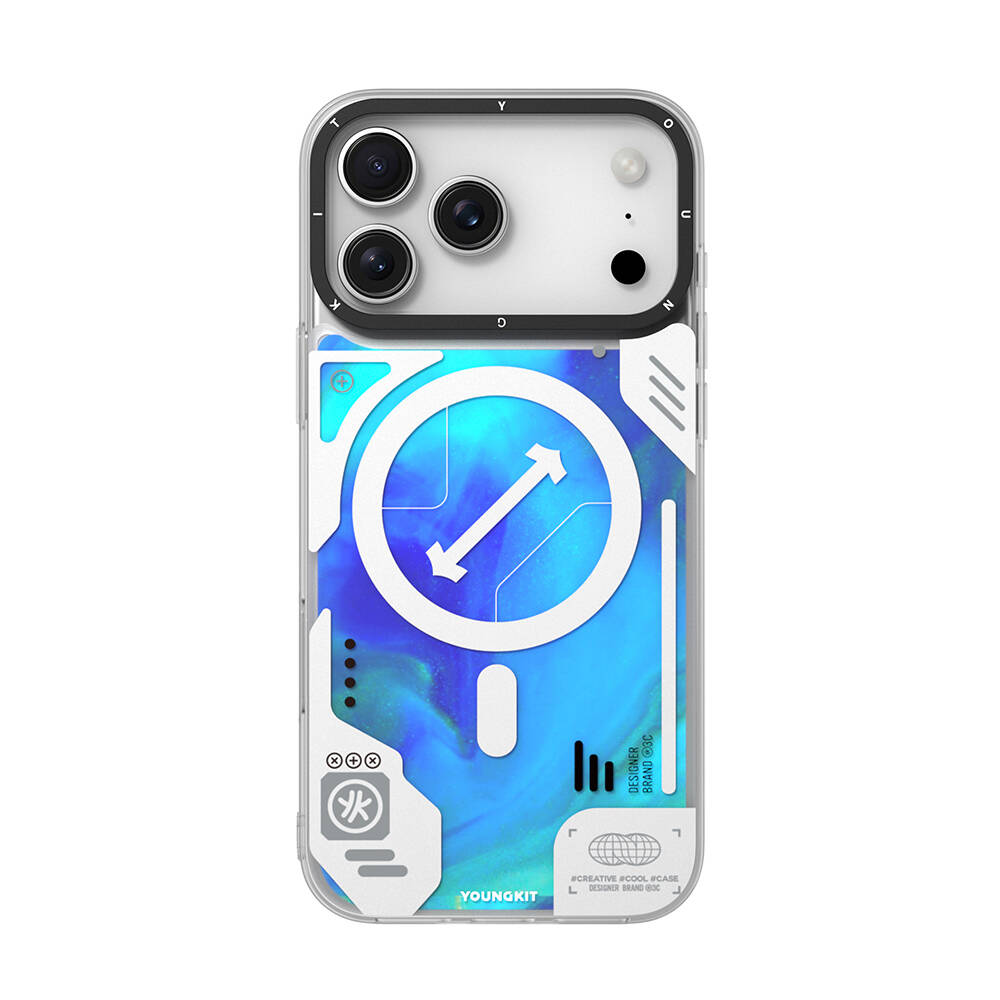 Apple iPhone 17 Pro Max Kılıf M-safe Şarj Özellikli Parlak Kumlu Sıvılı Tasarımlı Galaxy Fantasy Serisi Kapak - 3