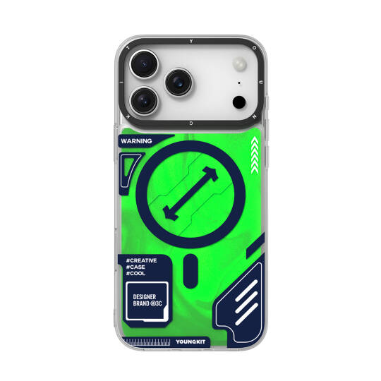 Apple iPhone 17 Pro Max Kılıf M-safe Şarj Özellikli Parlak Kumlu Sıvılı Tasarımlı Galaxy Fantasy Serisi Kapak Yeşil
