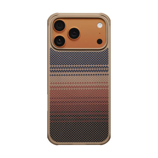 Apple iPhone 17 Pro Max Kılıf M-safe Şarj Özellikli Pitaka Tactile Woven Sunset-Moonrise Aramid Pro Guard Serisi Karbon Kapak - 3