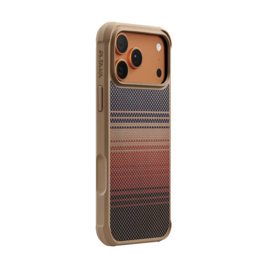 Apple iPhone 17 Pro Max Kılıf M-safe Şarj Özellikli Pitaka Tactile Woven Sunset-Moonrise Aramid Pro Guard Serisi Karbon Kapak - 4