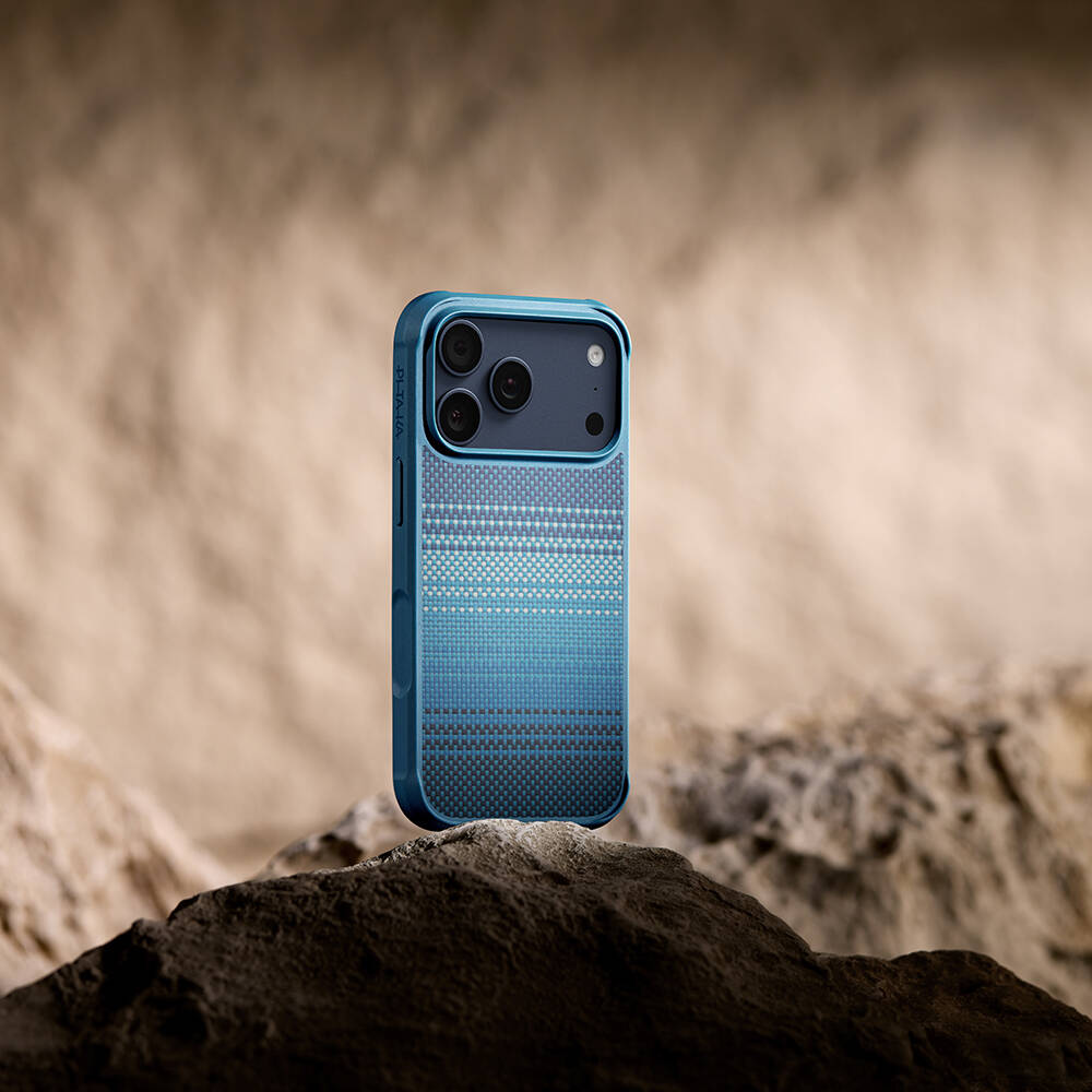 Apple iPhone 17 Pro Max Kılıf M-safe Şarj Özellikli Pitaka Tactile Woven Sunset-Moonrise Aramid Pro Guard Serisi Karbon Kapak - 17