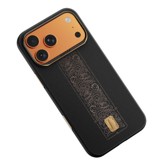 Apple iPhone 17 Pro Max Kılıf M-safe Şarj Özellikli Raptic Aramid Dual Rise Serisi 24 Ayar Altın Kaplamalı Karbon Kapak - 2