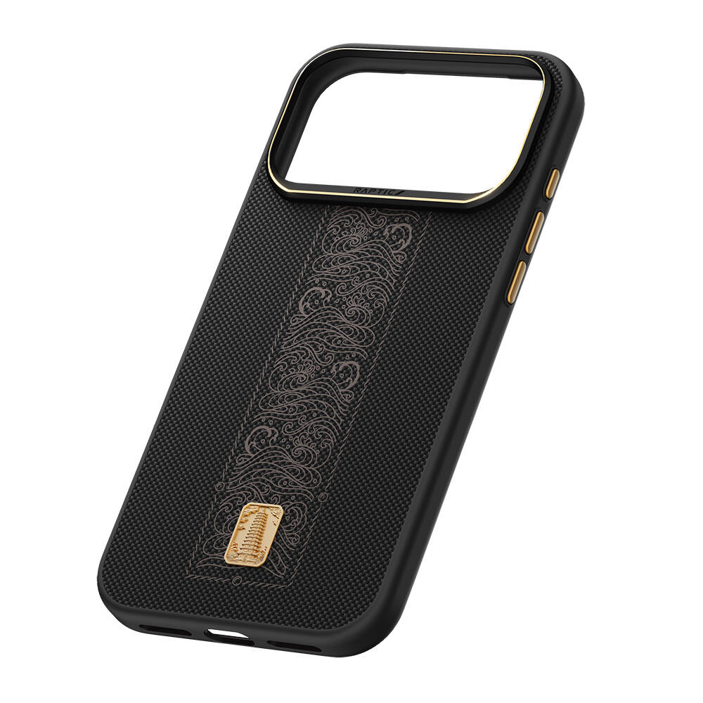 Apple iPhone 17 Pro Max Kılıf M-safe Şarj Özellikli Raptic Aramid Dual Rise Serisi 24 Ayar Altın Kaplamalı Karbon Kapak - 4