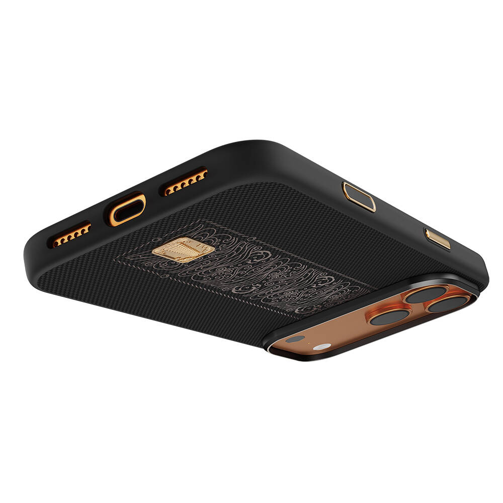 Apple iPhone 17 Pro Max Kılıf M-safe Şarj Özellikli Raptic Aramid Dual Rise Serisi 24 Ayar Altın Kaplamalı Karbon Kapak - 5