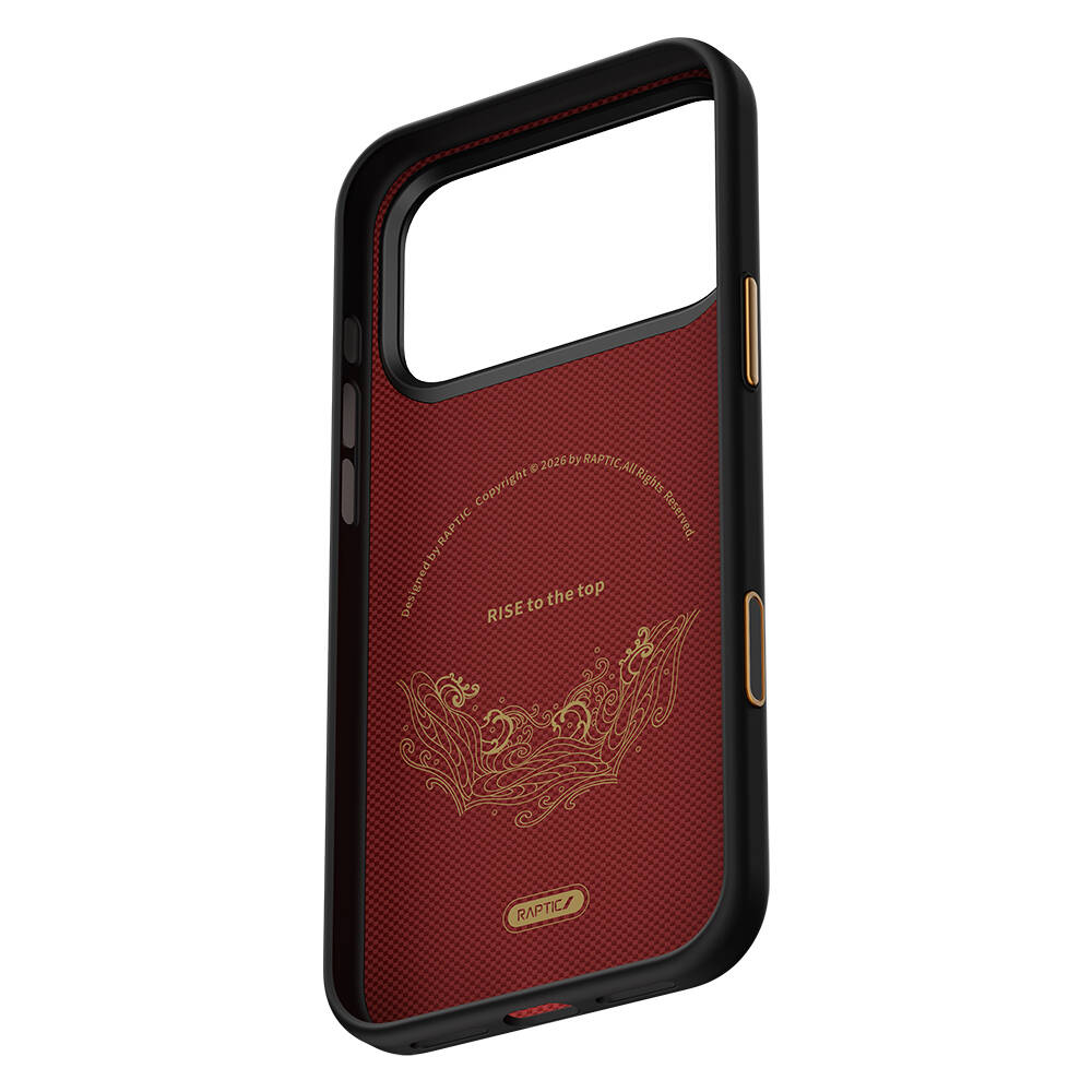 Apple iPhone 17 Pro Max Kılıf M-safe Şarj Özellikli Raptic Aramid Dual Rise Serisi 24 Ayar Altın Kaplamalı Karbon Kapak - 7