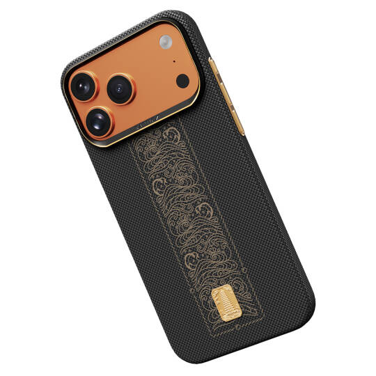Apple iPhone 17 Pro Max Kılıf M-safe Şarj Özellikli Raptic Aramid Skin Rise Serisi 24 Ayar Altın Kaplamalı Karbon Kapak - 9