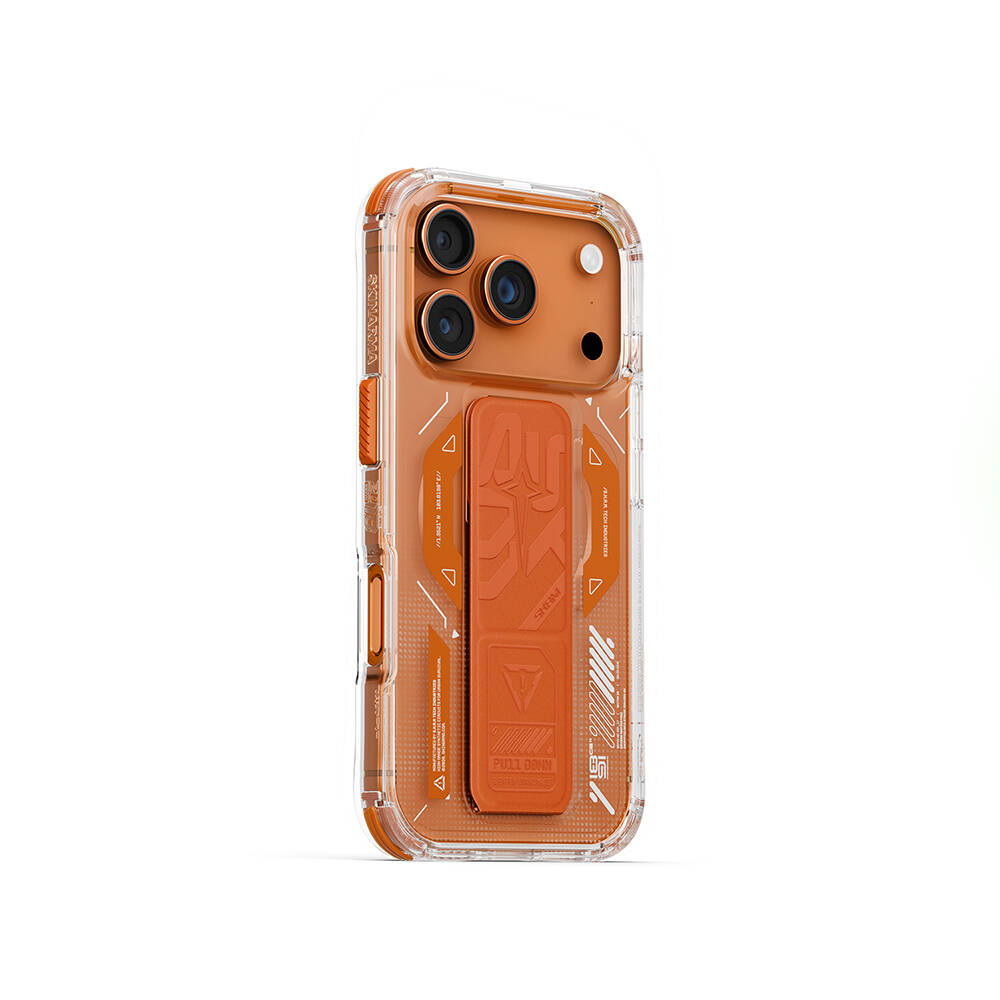 Apple iPhone 17 Pro Max Kılıf M-safe Şarj Özellikli Teknoloji Desenli Skinarma Helio Mag Charge Standlı Kapak - 4