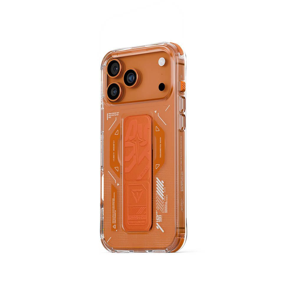 Apple iPhone 17 Pro Max Kılıf M-safe Şarj Özellikli Teknoloji Desenli Skinarma Helio Mag Charge Standlı Kapak - 5
