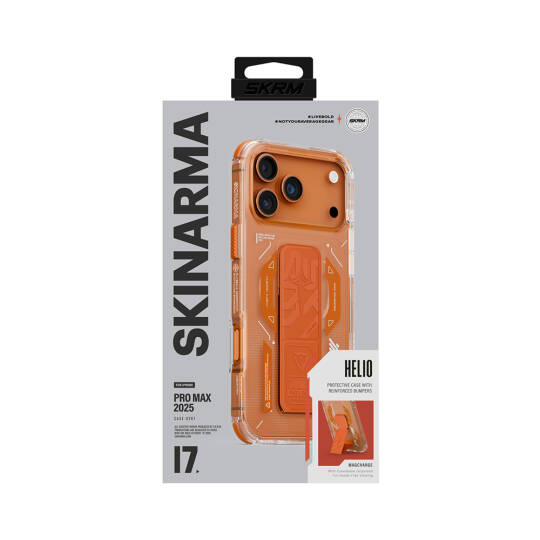 Apple iPhone 17 Pro Max Kılıf M-safe Şarj Özellikli Teknoloji Desenli Skinarma Helio Mag Charge Standlı Kapak - 7