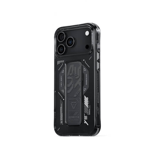 Apple iPhone 17 Pro Max Kılıf M-safe Şarj Özellikli Teknoloji Desenli Skinarma Helio Mag Charge Standlı Kapak - 9